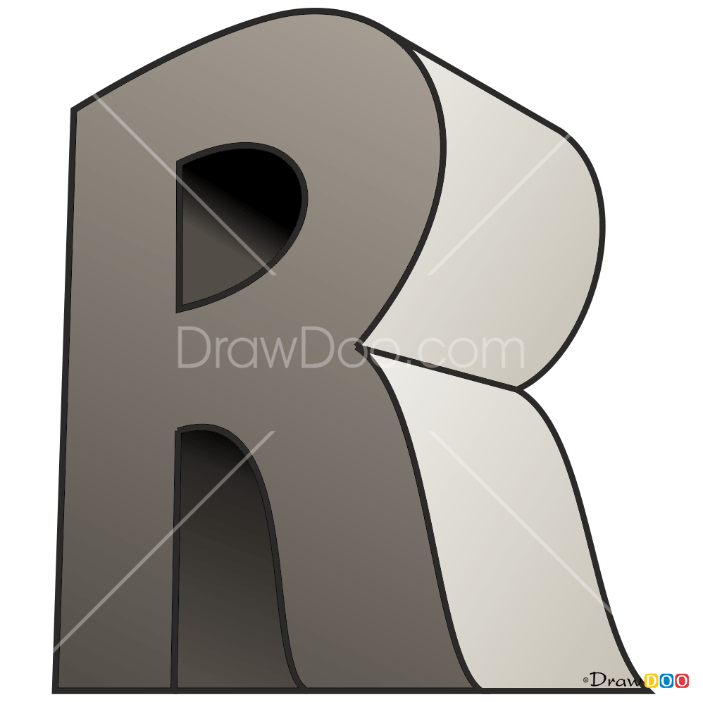 How to Draw R, 3D Letters